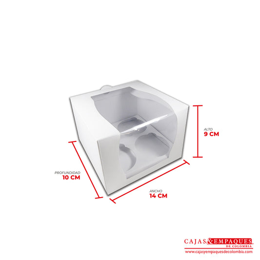 Caja ecológica tipo cupcakes 14x14x10 cm blanco Cajas y Empaques de Colombia