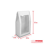 Caja ecológica tipo cartera con ventana 15x8x27 cm blanco Cajas y Empaques de Colombia