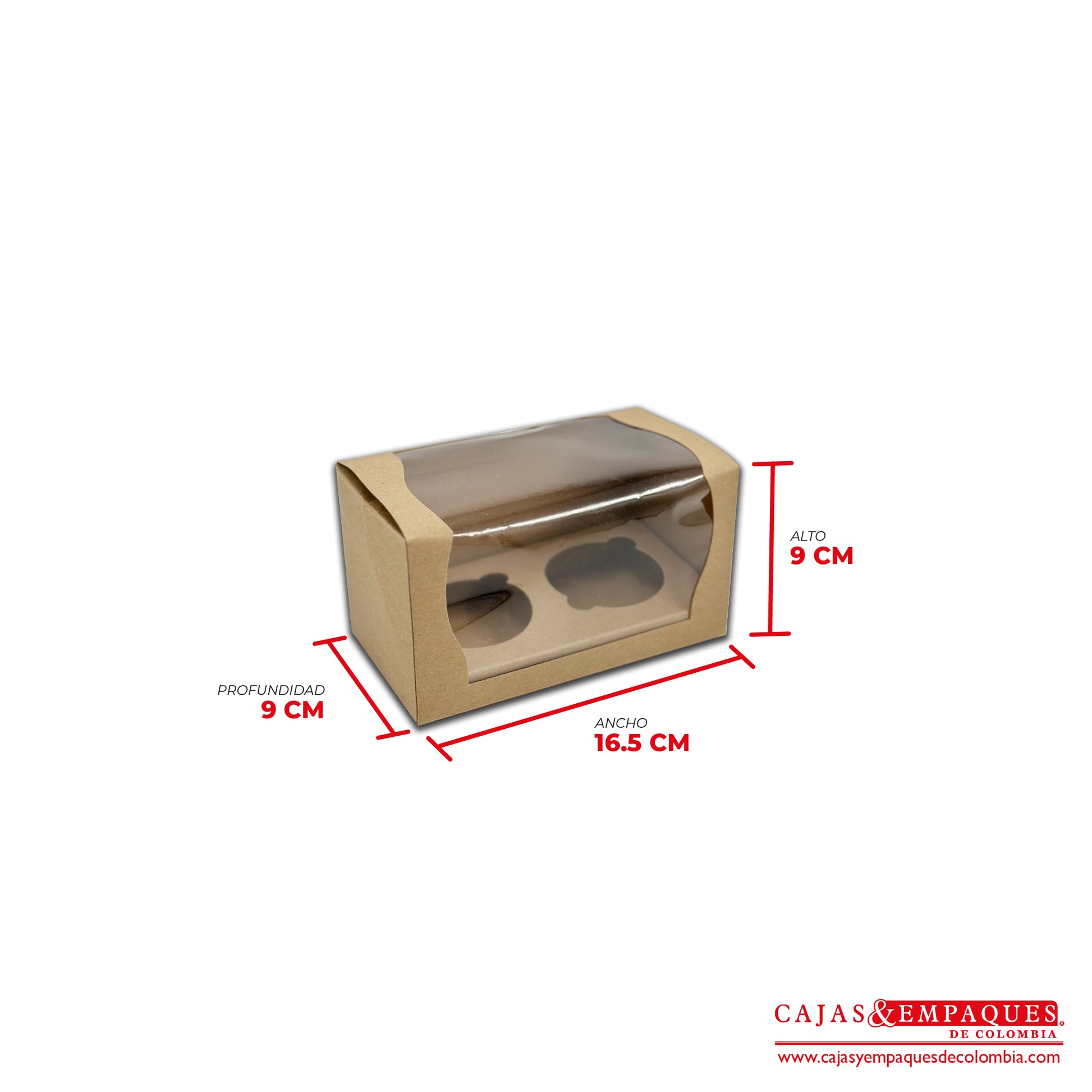Caja ecológica tipo cupcakes 16.5x9x9 cm café Cajas y Empaques de Colombia