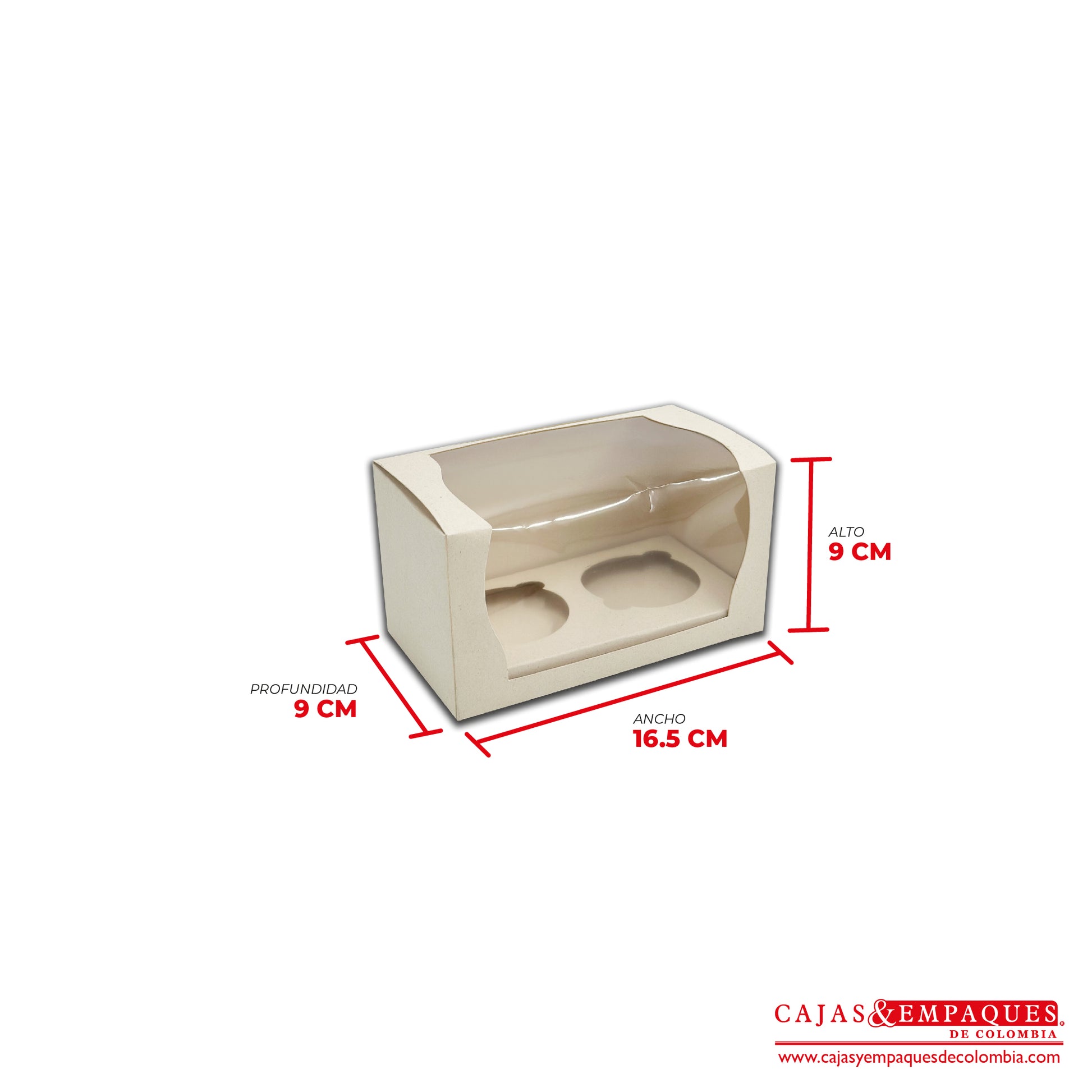 Caja ecológica tipo cupcakes 16.5x9x9 cm crema Cajas y Empaques de Colombia