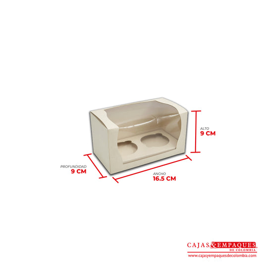 Caja ecológica tipo cupcakes 16.5x9x9 cm crema Cajas y Empaques de Colombia