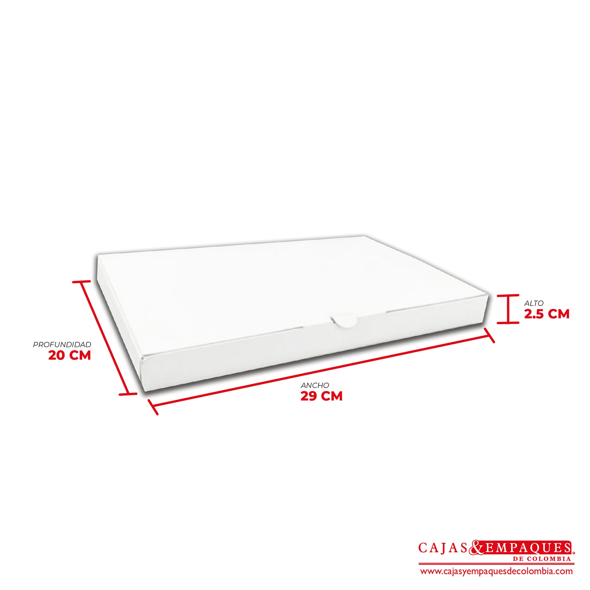 Caja ecológica plegadiza 29x20x2.5 cm blanco Cajas y Empaques de Colombia