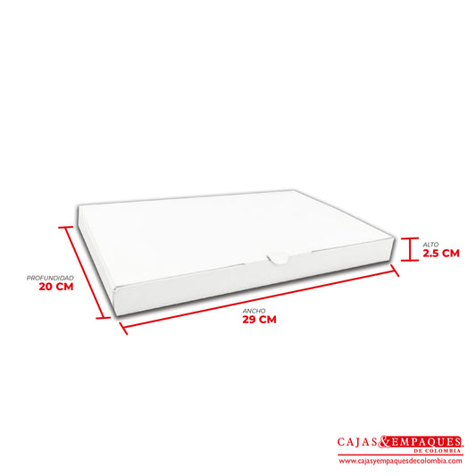 Caja ecológica plegadiza 29x20x2.5 cm blanco Cajas y Empaques de Colombia