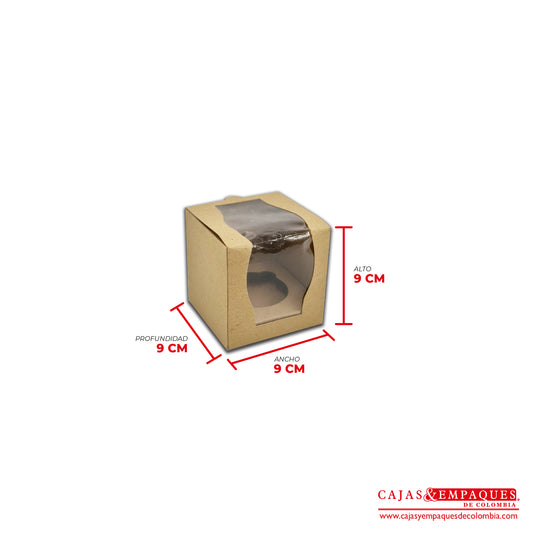 Caja ecológica tipo cupcakes 9x9x9 cm café Cajas y Empaques de Colombia