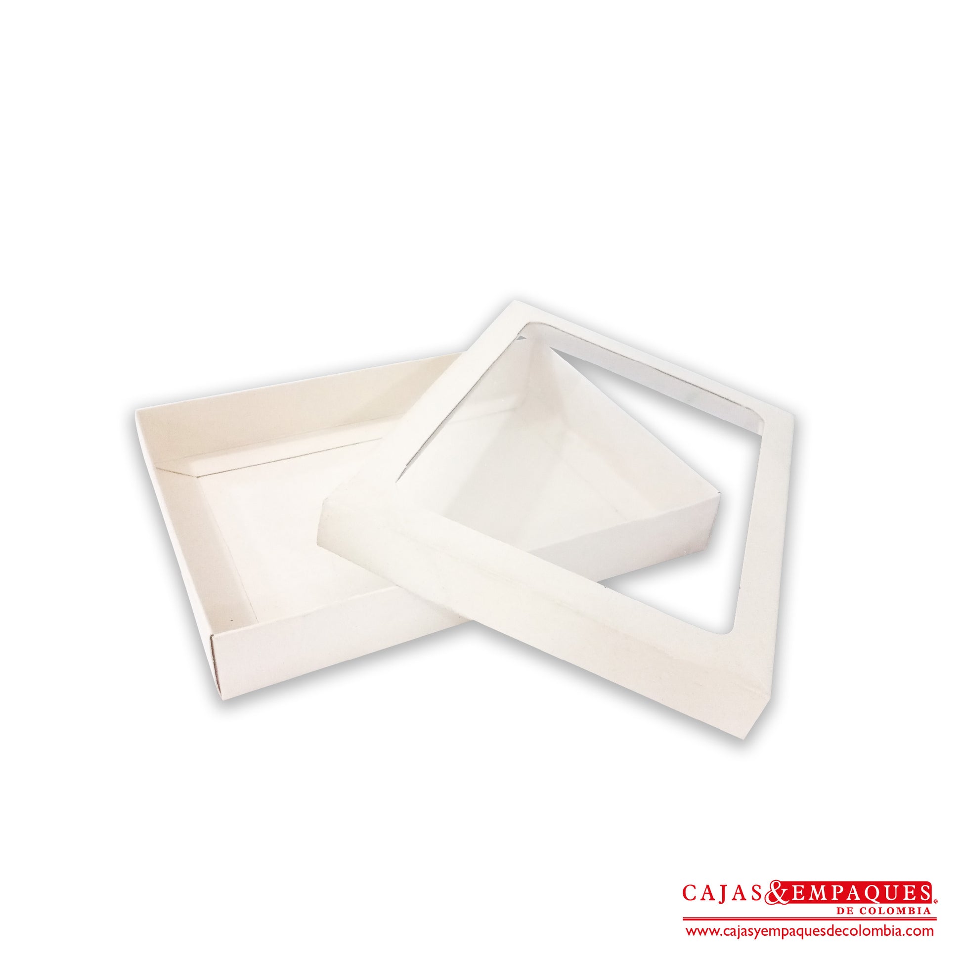 Caja ecológica tapa y base con ventana 20x15x3 cm crema Cajas y Empaques de Colombia
