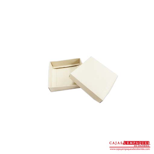 Caja ecológica tapa y base 8x8x2 cm crema Cajas y Empaques de Colombia