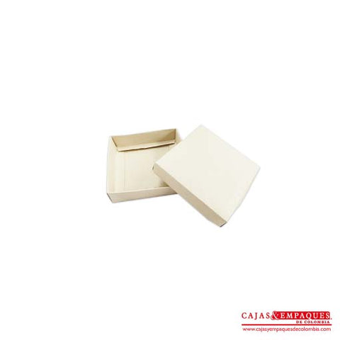 Caja ecológica tapa y base 8x8x2 cm crema Cajas y Empaques de Colombia
