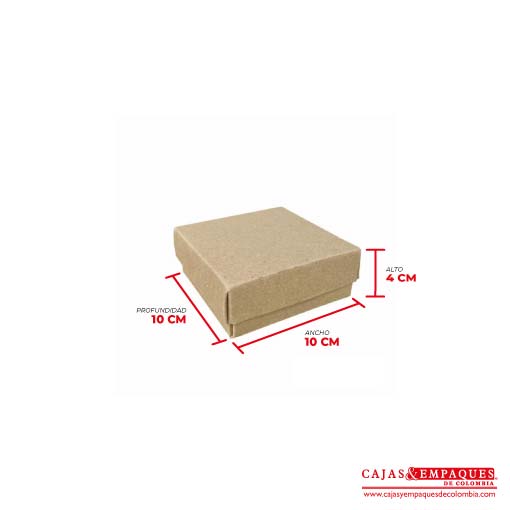 Caja ecológica tapa y base 10x10x4 cm café Cajas y Empaques de Colombia