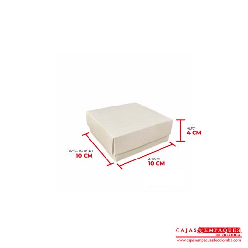 Caja ecológica tapa y base 10x10x4 cm crema Cajas y Empaques de Colombia