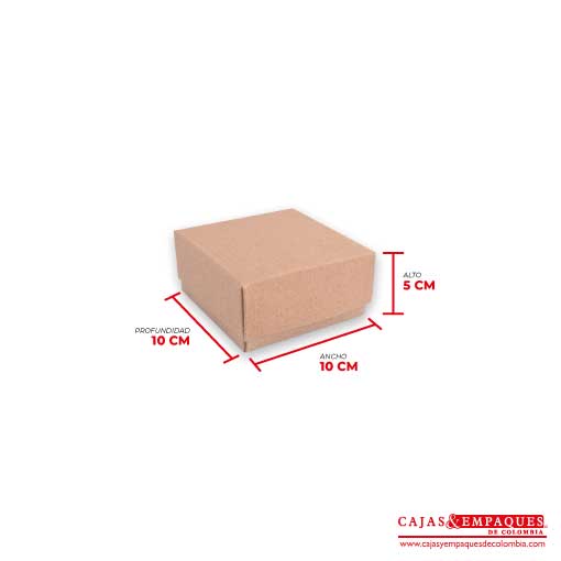 Caja ecológica tapa y base 10x10x5 cm café Cajas y Empaques de Colombia