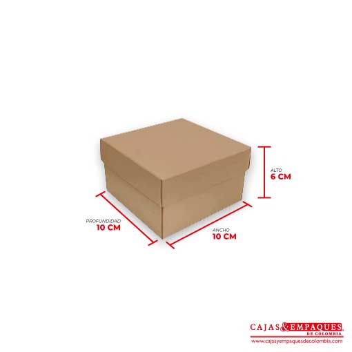 Caja ecológica tapa y base 10x10x6 cm café Cajas y Empaques de Colombia