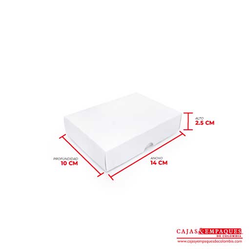 Caja ecológica tapa y base 14x10x2.5 cm blanco Cajas y Empaques de Colombia