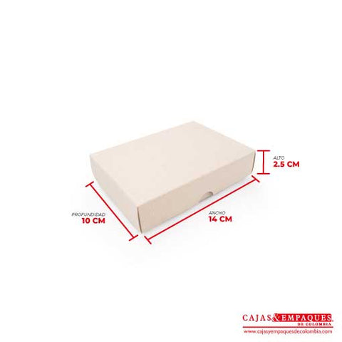 Caja ecológica tapa y base 14x10x2.5 cm crema Cajas y Empaques de Colombia