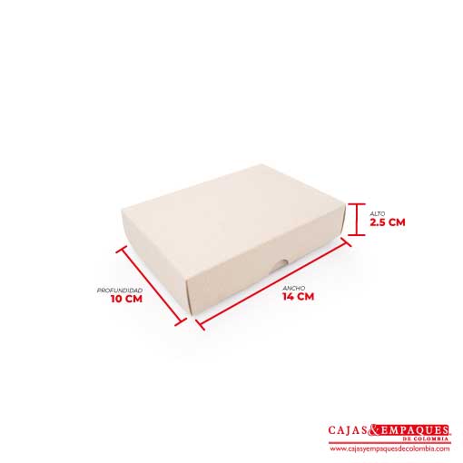 Caja ecológica tapa y base 14x10x2.5 cm crema Cajas y Empaques de Colombia