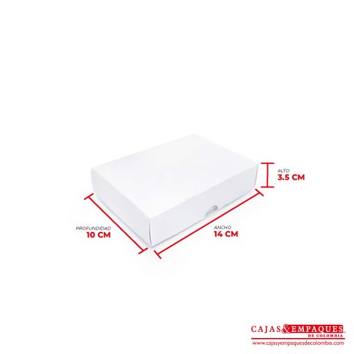 Caja ecológica tapa y base 14x10x3.5 cm blanco Cajas y Empaques de Colombia