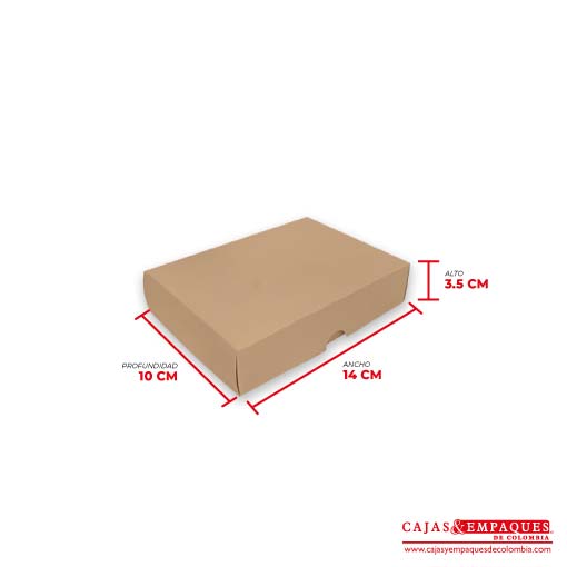Caja ecológica tapa y base 14x10x3.5 cm café Cajas y Empaques de Colombia