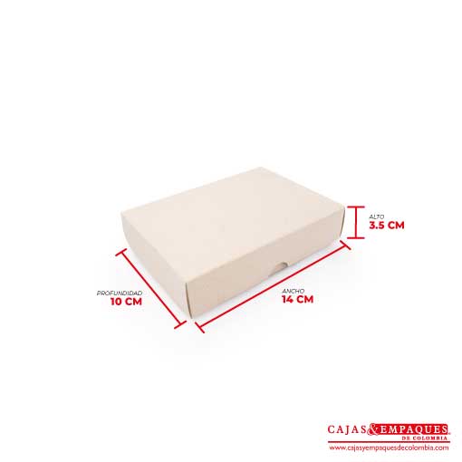 Caja ecológica tapa y base 14x10x3.5 cm crema Cajas y Empaques de Colombia