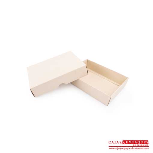 Caja ecológica tapa y base 14x10x3.5 cm crema Cajas y Empaques de Colombia