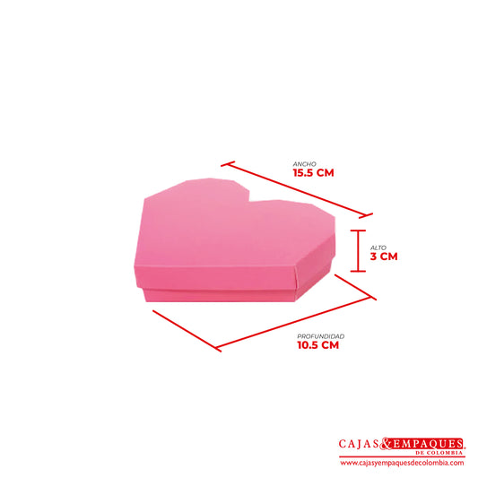 -Caja ecológica tapa y base tipo corazón 15.5x10.5x3 cm rosado Cajas y Empaques de Colombia