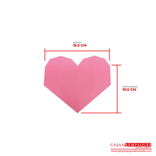 -Caja ecológica tapa y base tipo corazón 15.5x10.5x3 cm rosado Cajas y Empaques de Colombia