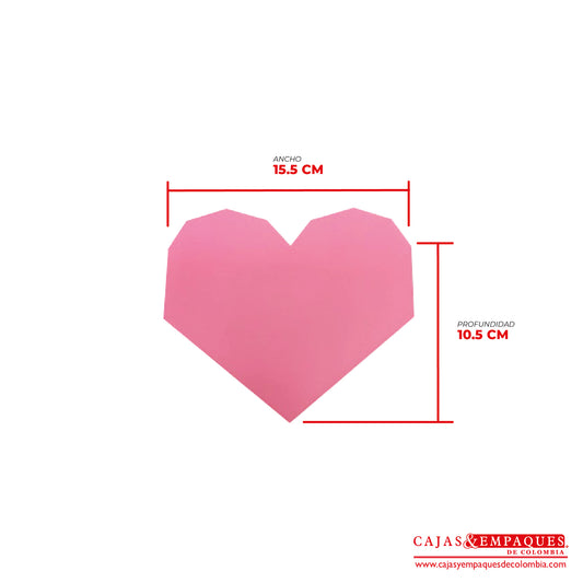 -Caja ecológica tapa y base tipo corazón 15.5x10.5x3 cm rosado Cajas y Empaques de Colombia