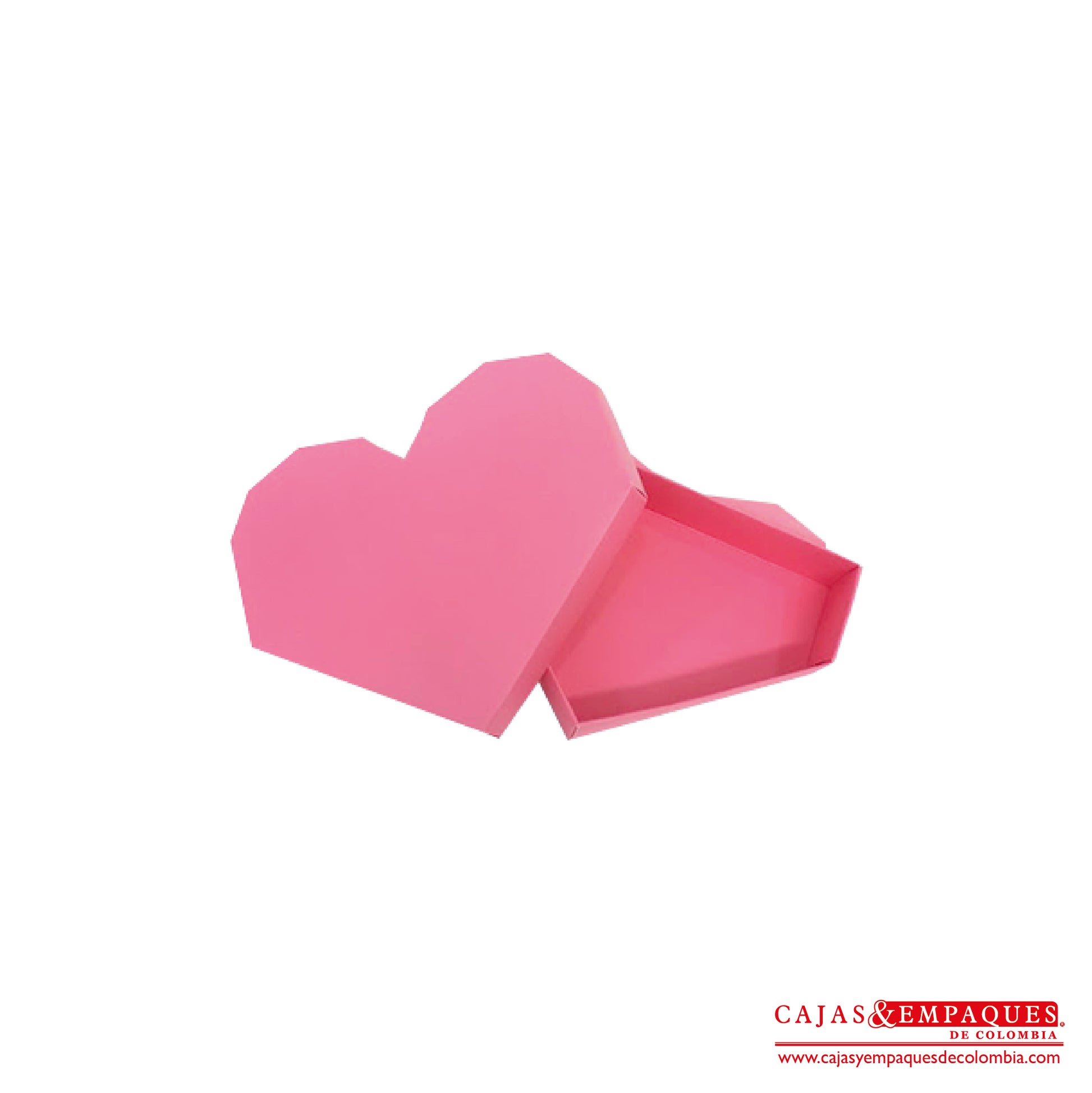 -Caja ecológica tapa y base tipo corazón 15.5x10.5x3 cm rosado Cajas y Empaques de Colombia