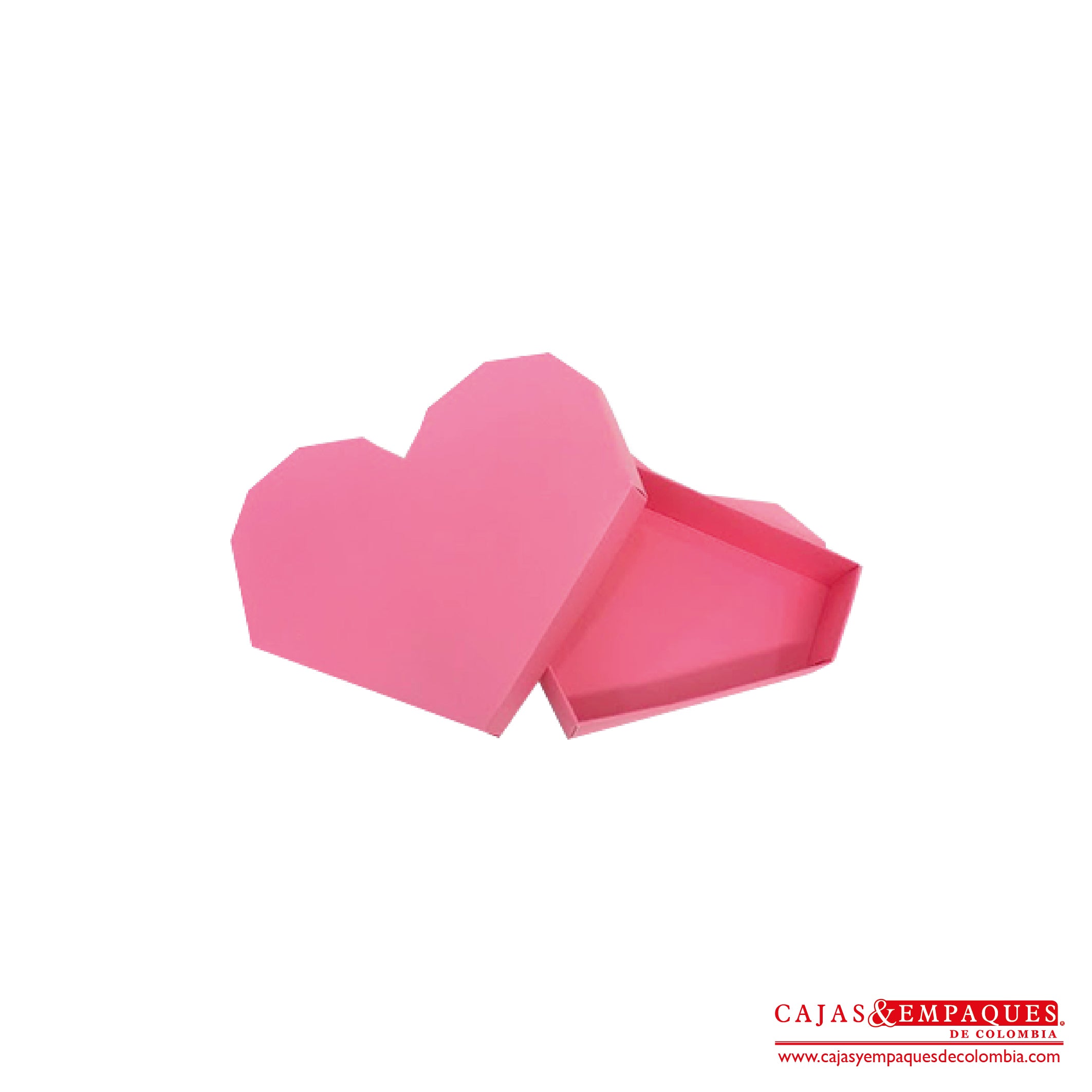 -Caja ecológica tapa y base tipo corazón 15.5x10.5x3 cm rosado Cajas y Empaques de Colombia