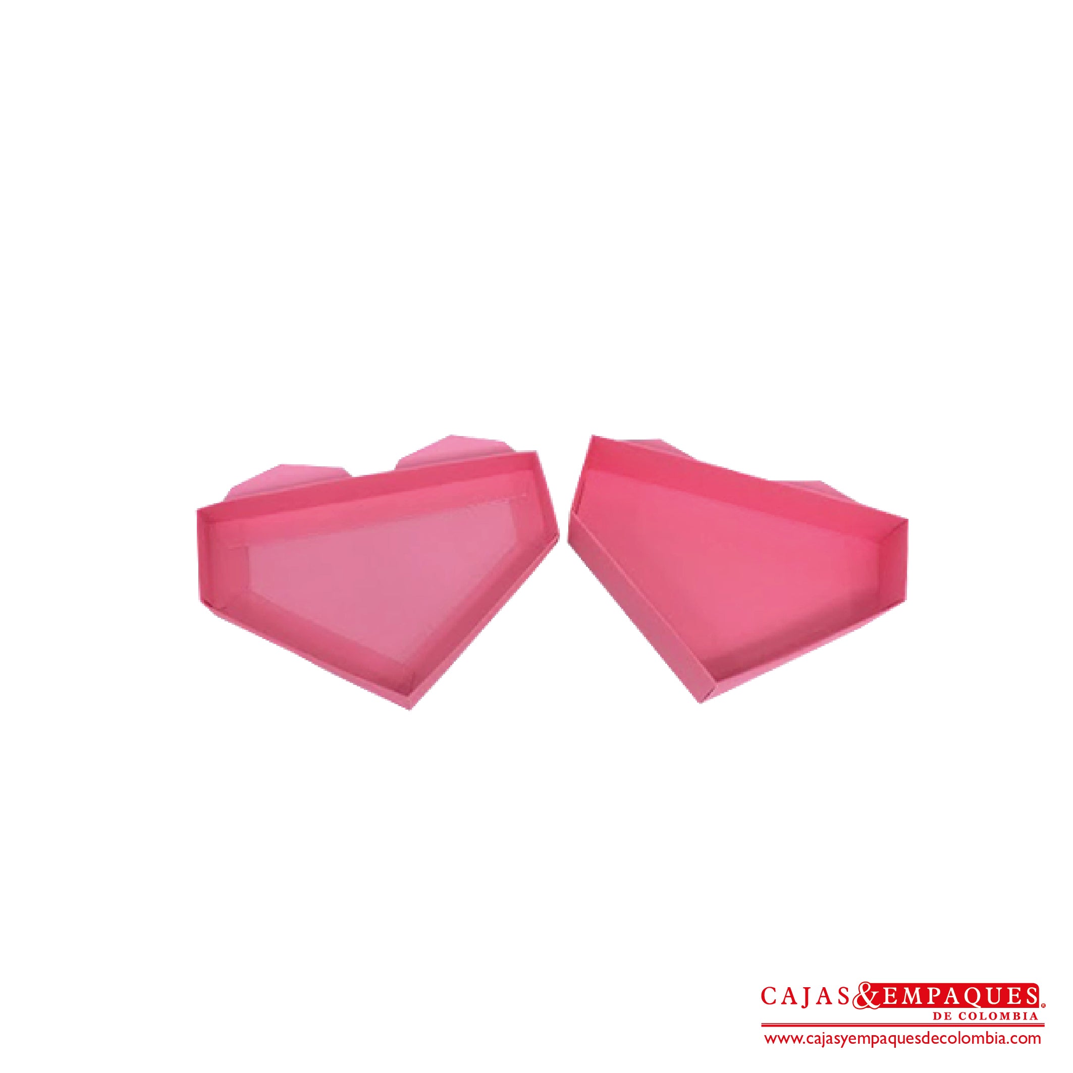 -Caja ecológica tapa y base tipo corazón 15.5x10.5x3 cm rosado Cajas y Empaques de Colombia
