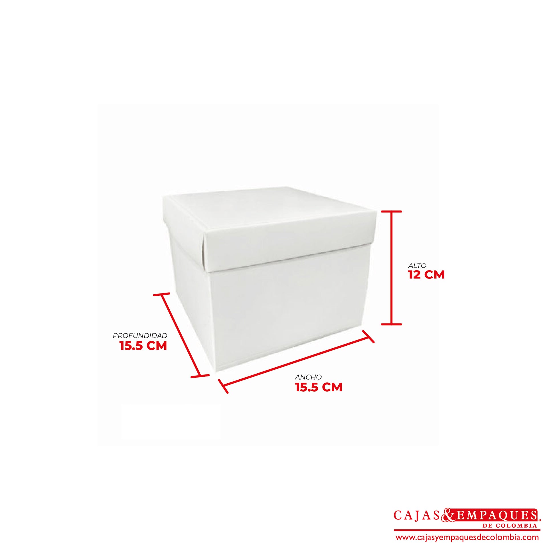 Caja ecológica tapa y base 15.5x15.5x12 cm blanco Cajas y Empaques de Colombia