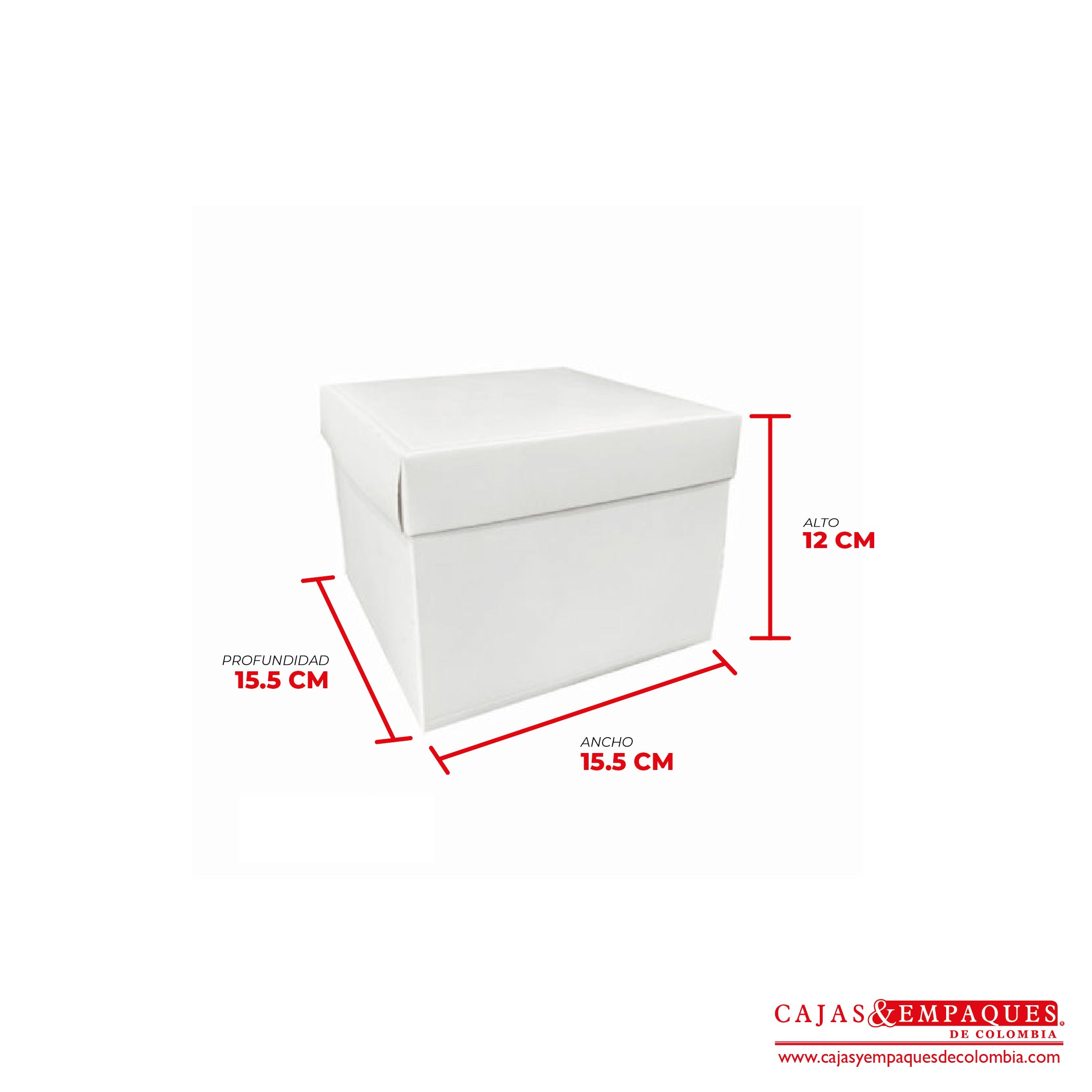 Caja ecológica tapa y base 15.5x15.5x12 cm blanco Cajas y Empaques de Colombia