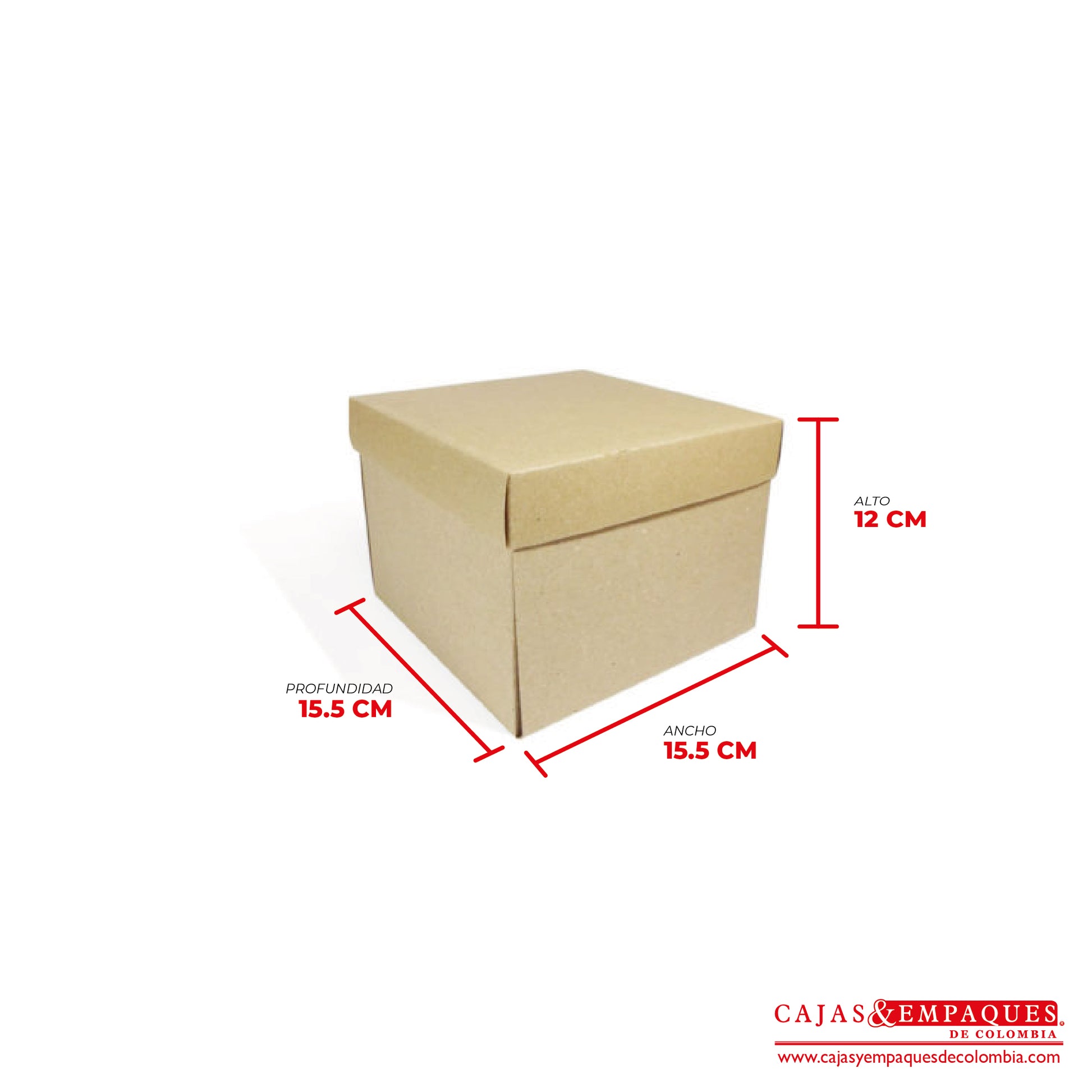 Caja ecológica tapa y base 15.5x15.5x12 cm café Cajas y Empaques de Colombia