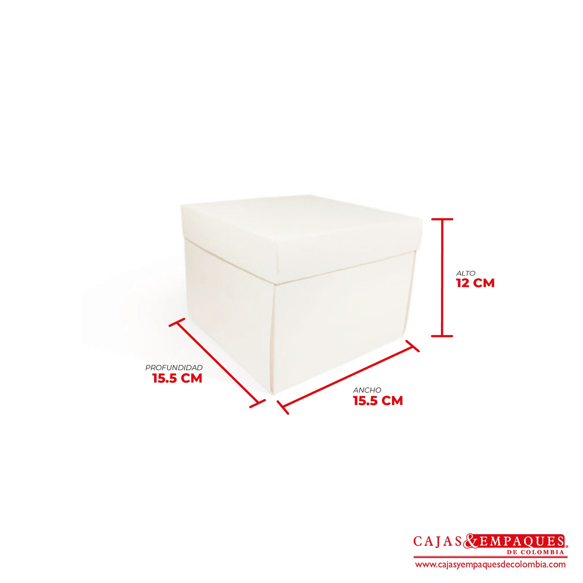 Caja ecológica tapa y base 15.5x15.5x12 cm crema Cajas y Empaques de Colombia