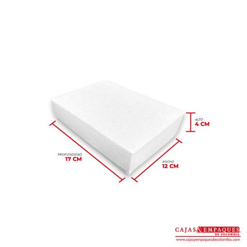 Caja ecológica tapa y base 17x12x4 cm blanco Cajas y Empaques de Colombia