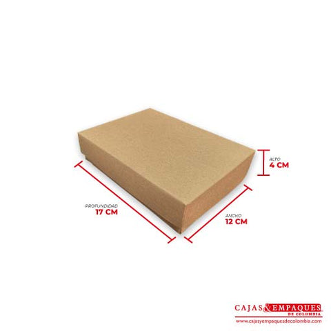 Caja ecológica tapa y base 17x12x4 cm café Cajas y Empaques de Colombia
