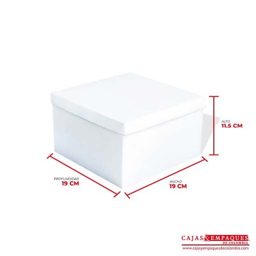 Caja ecológica tapa y base 19x19x11.5 cm blanco Cajas y Empaques de Colombia