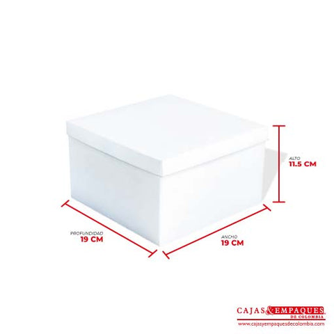 Caja ecológica tapa y base 19x19x11.5 cm blanco Cajas y Empaques de Colombia