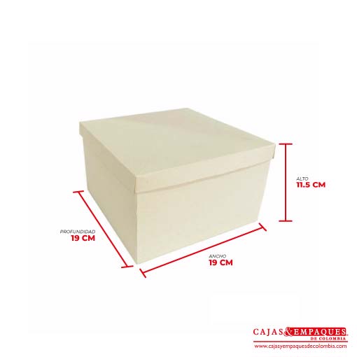 Caja ecológica tapa y base 19x19x11.5 cm crema Cajas y Empaques de Colombia