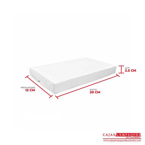 Caja ecológica tapa y base 20x12x2.5 cm blanco Cajas y Empaques de Colombia