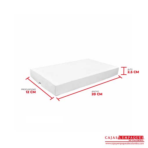 Caja ecológica tapa y base 20x12x2.5 cm blanco Cajas y Empaques de Colombia