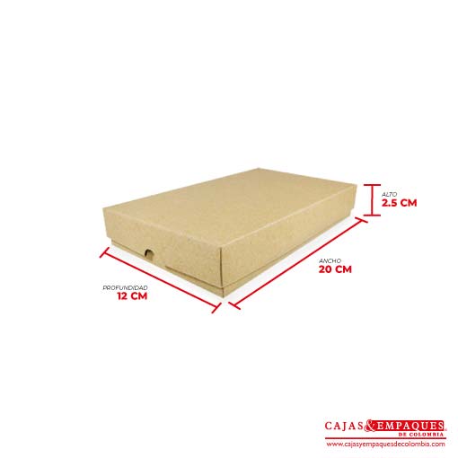Caja ecológica tapa y base 20x12x2.5 cm café Cajas y Empaques de Colombia
