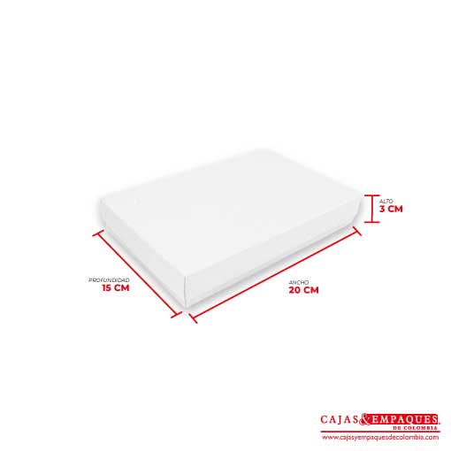 Caja ecológica tapa y base 20x15x3 cm blanco Cajas y Empaques de Colombia