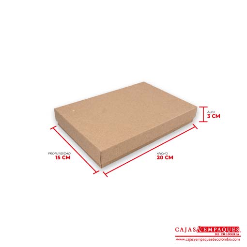 Caja ecológica tapa y base 20x15x3 cm café Cajas y Empaques de Colombia