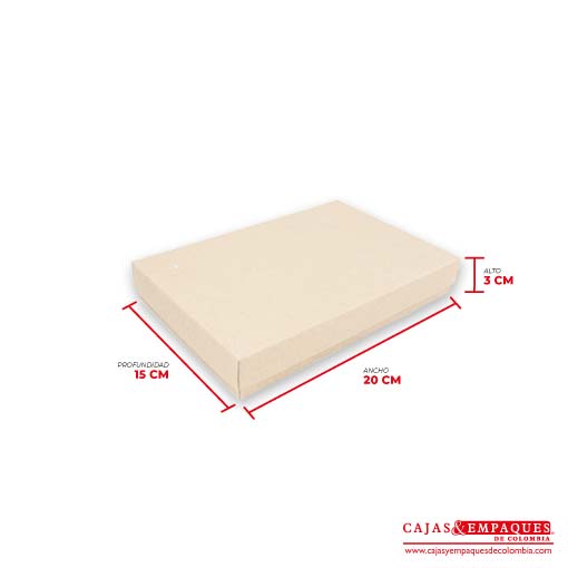 Caja ecológica tapa y base 20x15x3 cm crema Cajas y Empaques de Colombia
