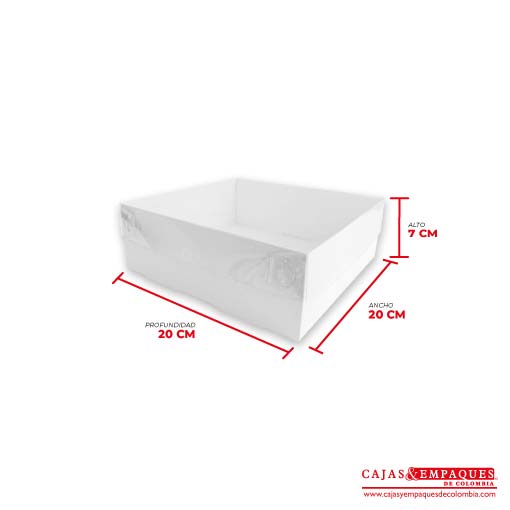 Caja ecológica tapa y base en acetato 20x20x7 cm blanco Cajas y Empaques de Colombia