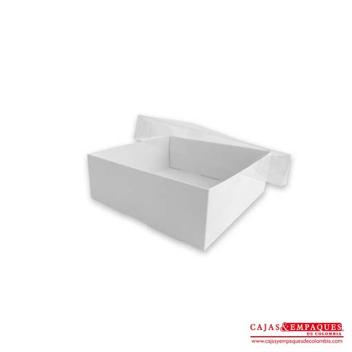 Caja ecológica tapa y base en acetato 20x20x7 cm blanco Cajas y Empaques de Colombia