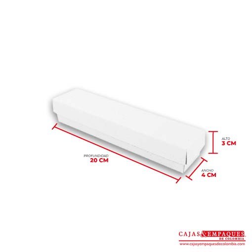 Caja ecológica tapa y base 20x4x3 cm blanco Cajas y Empaques de Colombia