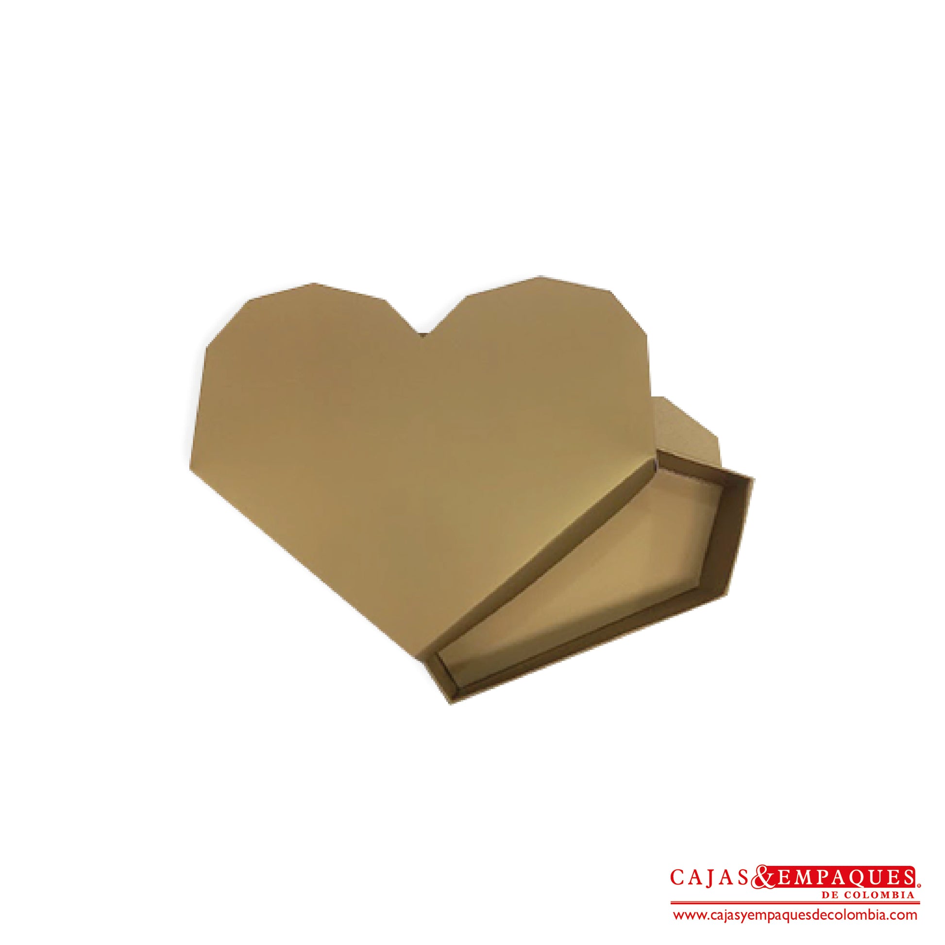 -Caja ecológica tapa y base tipo corazón 22x15.5x4.5 cm dorado Cajas y Empaques de Colombia