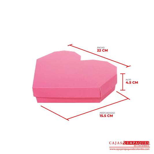 -Caja ecológica tapa y base tipo corazón 22x15.5x4.5 cm rosado Cajas y Empaques de Colombia