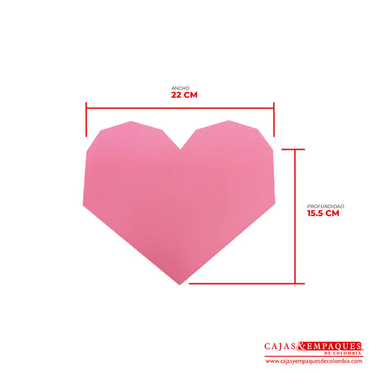 -Caja ecológica tapa y base tipo corazón 22x15.5x4.5 cm rosado Cajas y Empaques de Colombia
