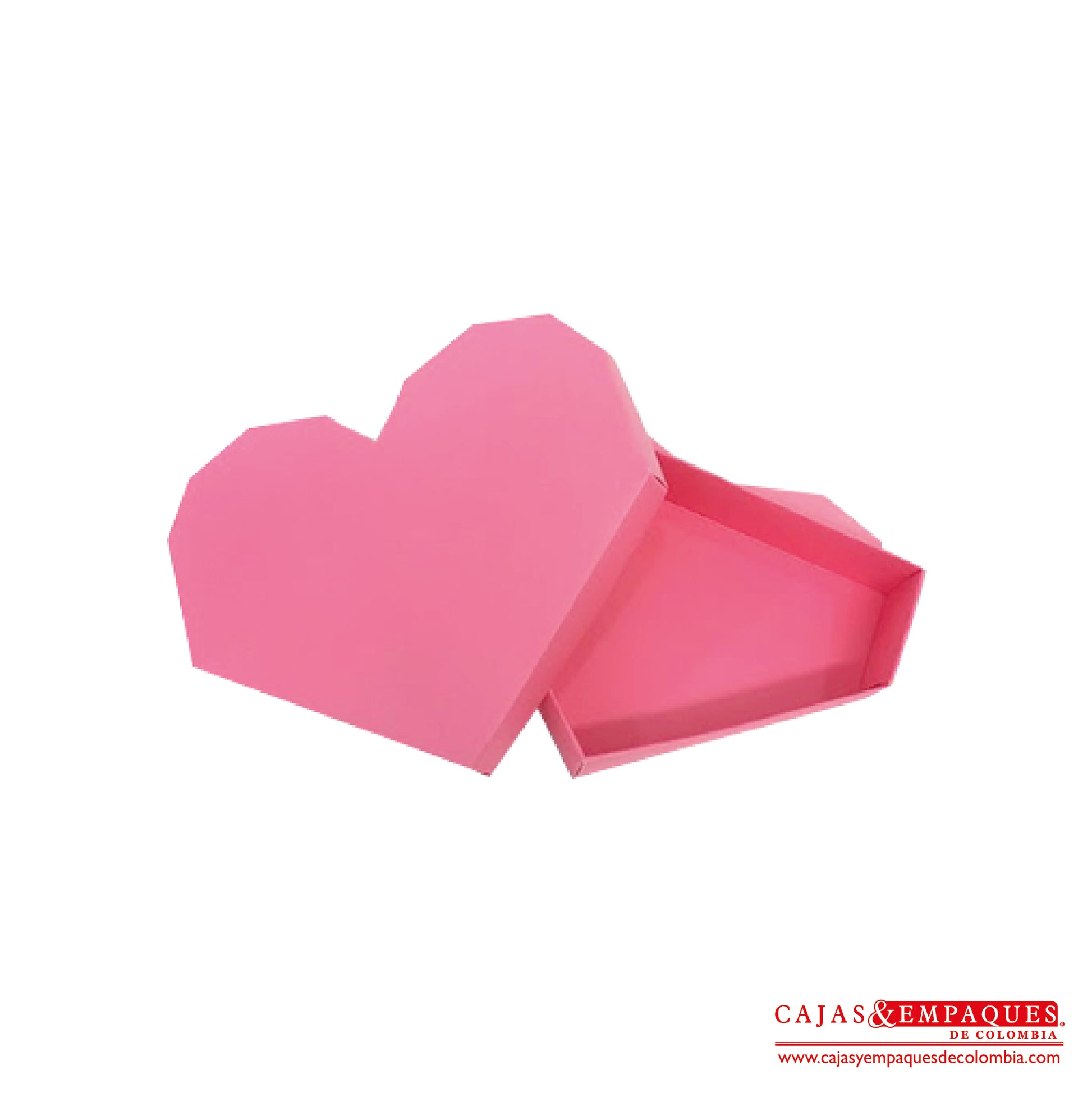 -Caja ecológica tapa y base tipo corazón 22x15.5x4.5 cm rosado Cajas y Empaques de Colombia
